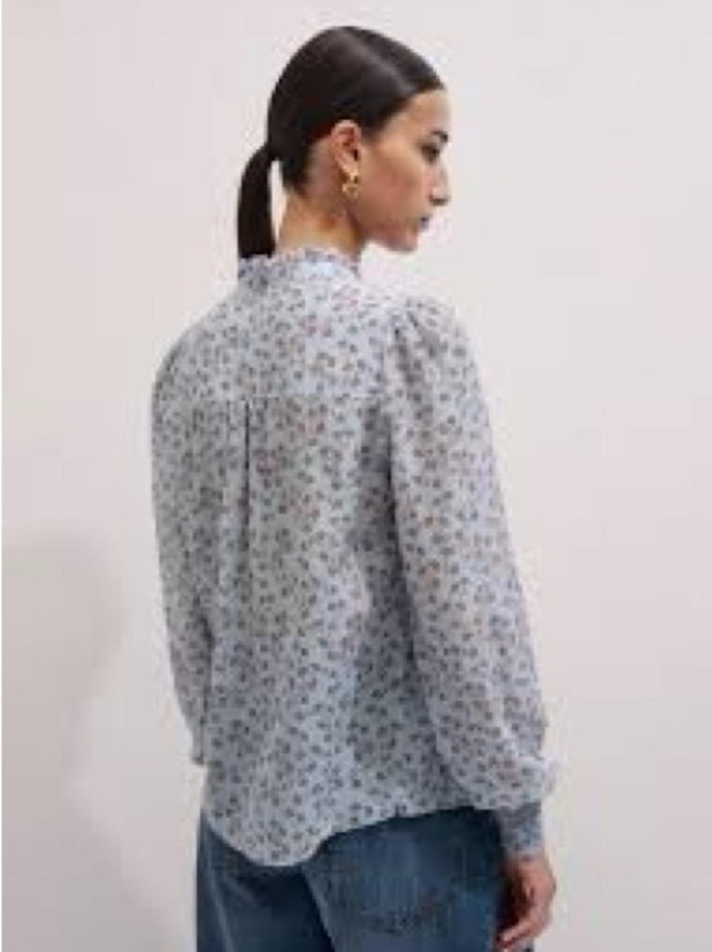 ME+EM Pale Blue Floral Pintuck Blouse size 8